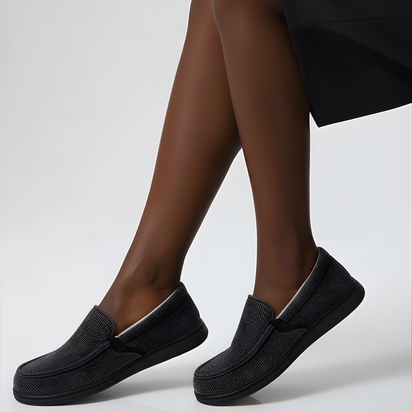 HomeTop Women's Memory Foam Moccasin Slippers Cotton Knit Terry Cloth shoes US 9 - Picture 2 of 5